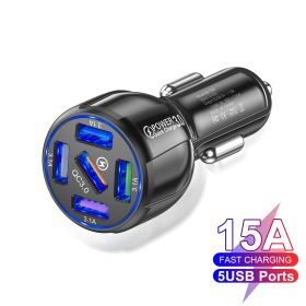 Factory Wholesale 5-port 15A QC3.0 5USB Car Charger Fast Charge Car Charger One For Five Mobile Phone Car Charger