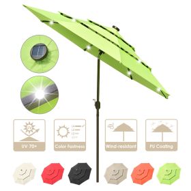 9Ft 3-Tiers 24LEDS Patio Umbrella Fruit Green